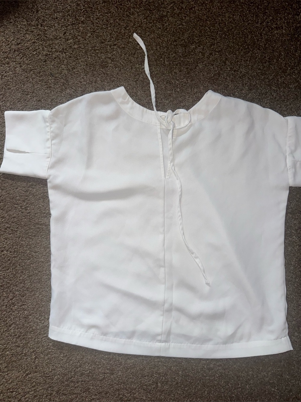 Madewell White Crepe Premier Bow Back Tee